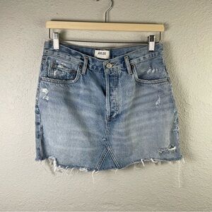 Agolde Quinn High Rise‎ Distressed Mini Skirt Frayed